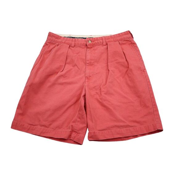 Polo Ralph Lauren Shorts Mens 34 Red Chino Mid Rise Button Zip Pocket Pleated - Picture 1 of 16